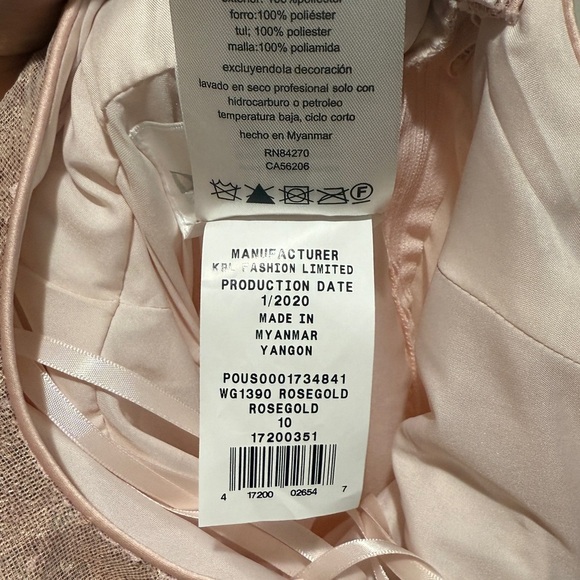 New David’s Bridal Flower Girl Tulle Dress Tie Waist Sz 10 Open Back Rose Gold - Picture 9 of 12